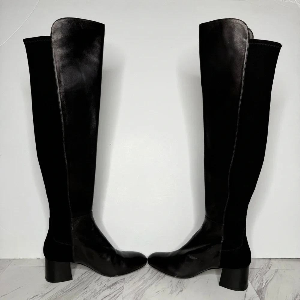 Stuart Weitzman Black Leather Over the Knee Boot 7B